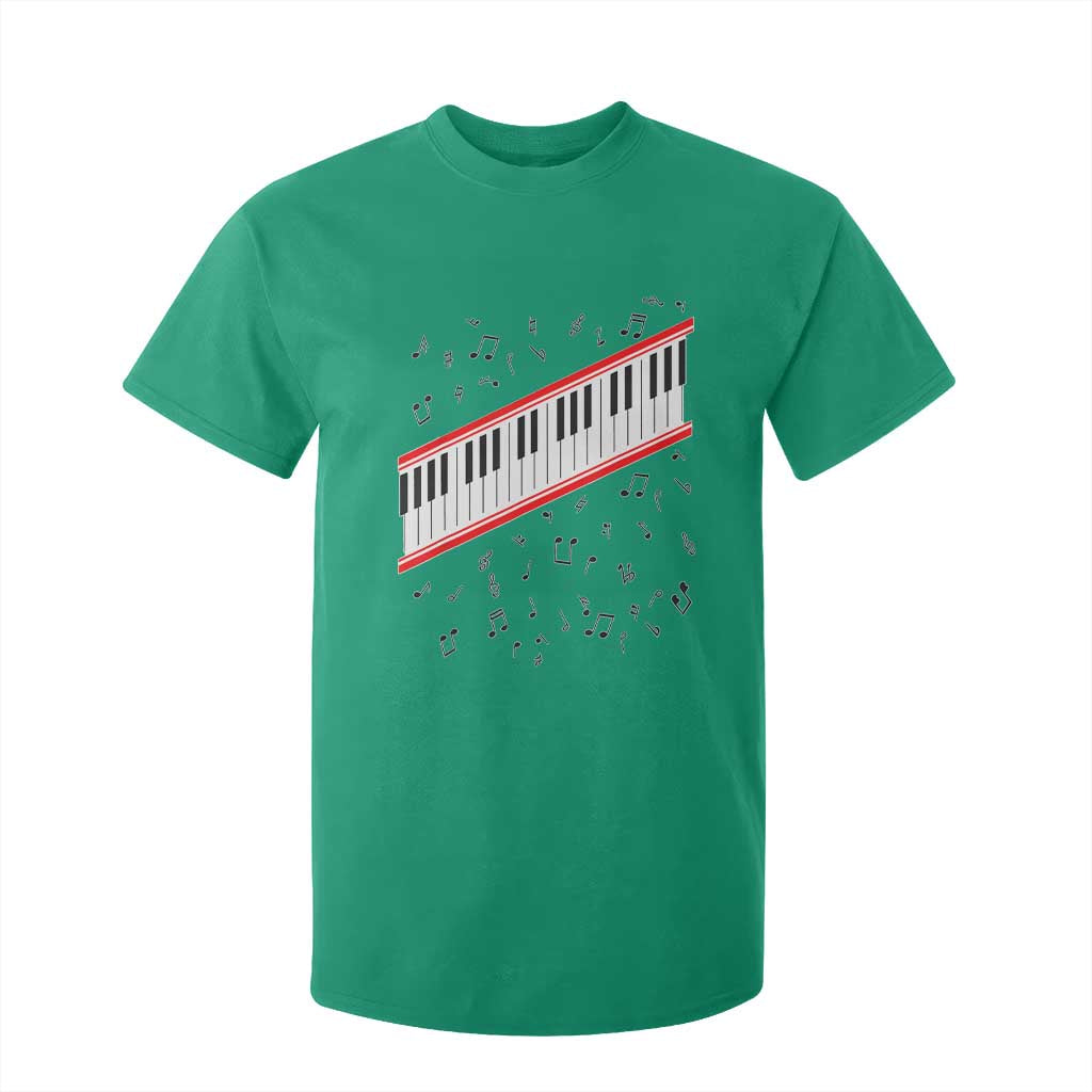 Piano Keyboard Graphic T Shirt For Kid Musical Notes Alignment Pianist TS02 Irish Green Print Your Wear