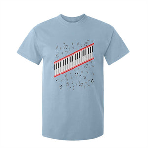 Piano Keyboard Graphic T Shirt For Kid Musical Notes Alignment Pianist TS02 Light Blue Print Your Wear