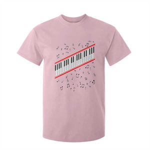 Piano Keyboard Graphic T Shirt For Kid Musical Notes Alignment Pianist TS02 Light Pink Print Your Wear