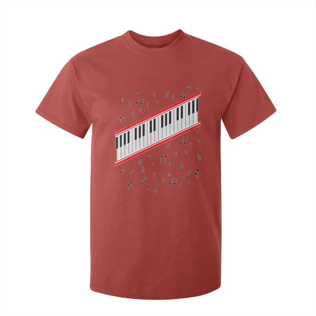 Piano Keyboard Graphic T Shirt For Kid Musical Notes Alignment Pianist TS02 Red Print Your Wear