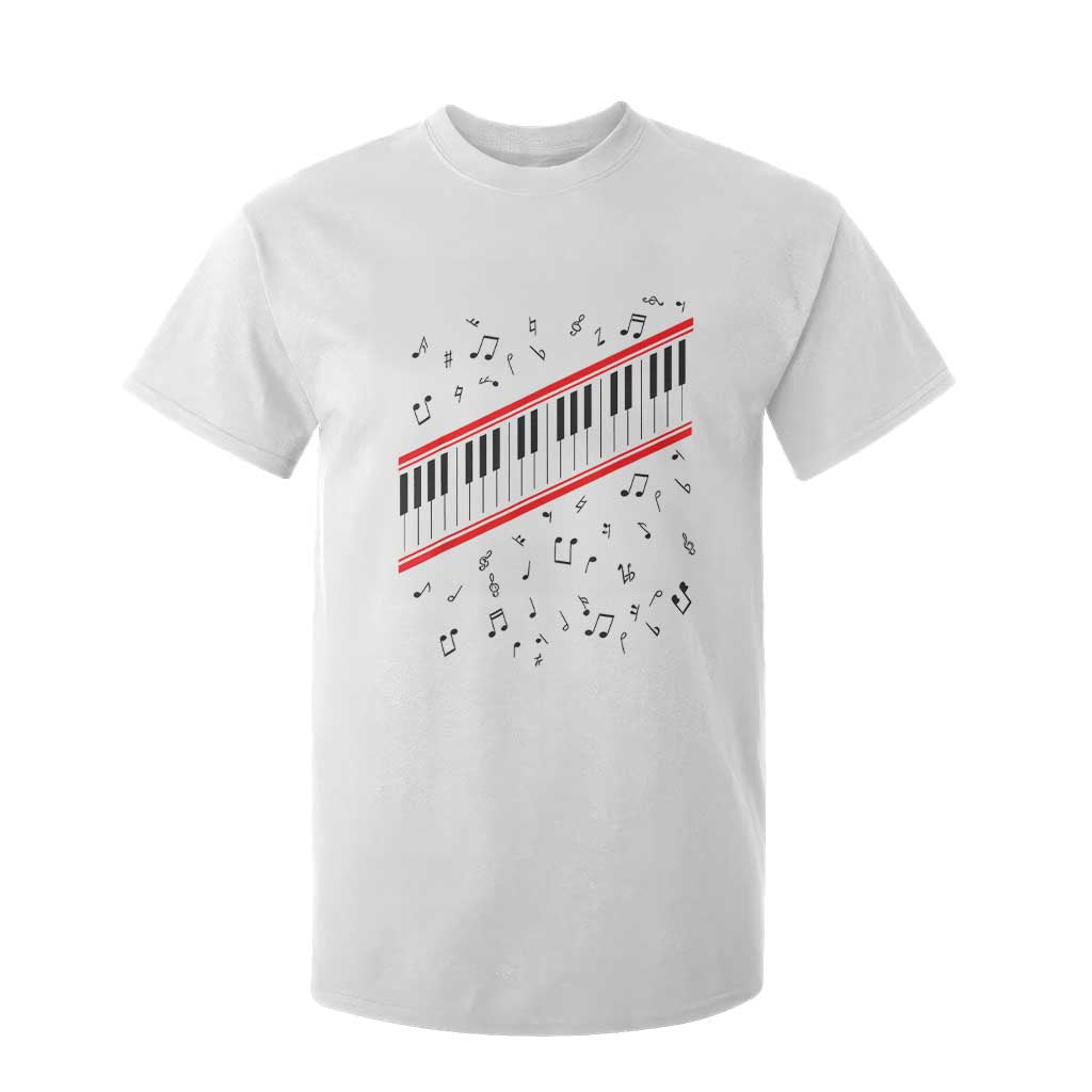 Piano Keyboard Graphic T Shirt For Kid Musical Notes Alignment Pianist TS02 White Print Your Wear