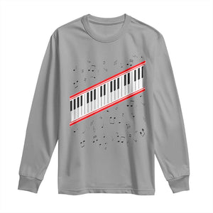 Piano Keyboard Graphic Long Sleeve Shirt Musical Notes Alignment Pianist TS02 Sport Gray Print Your Wear