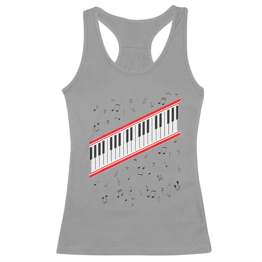 Piano Keyboard Graphic Racerback Tank Top Musical Notes Alignment Pianist TS02 Sport Gray Print Your Wear