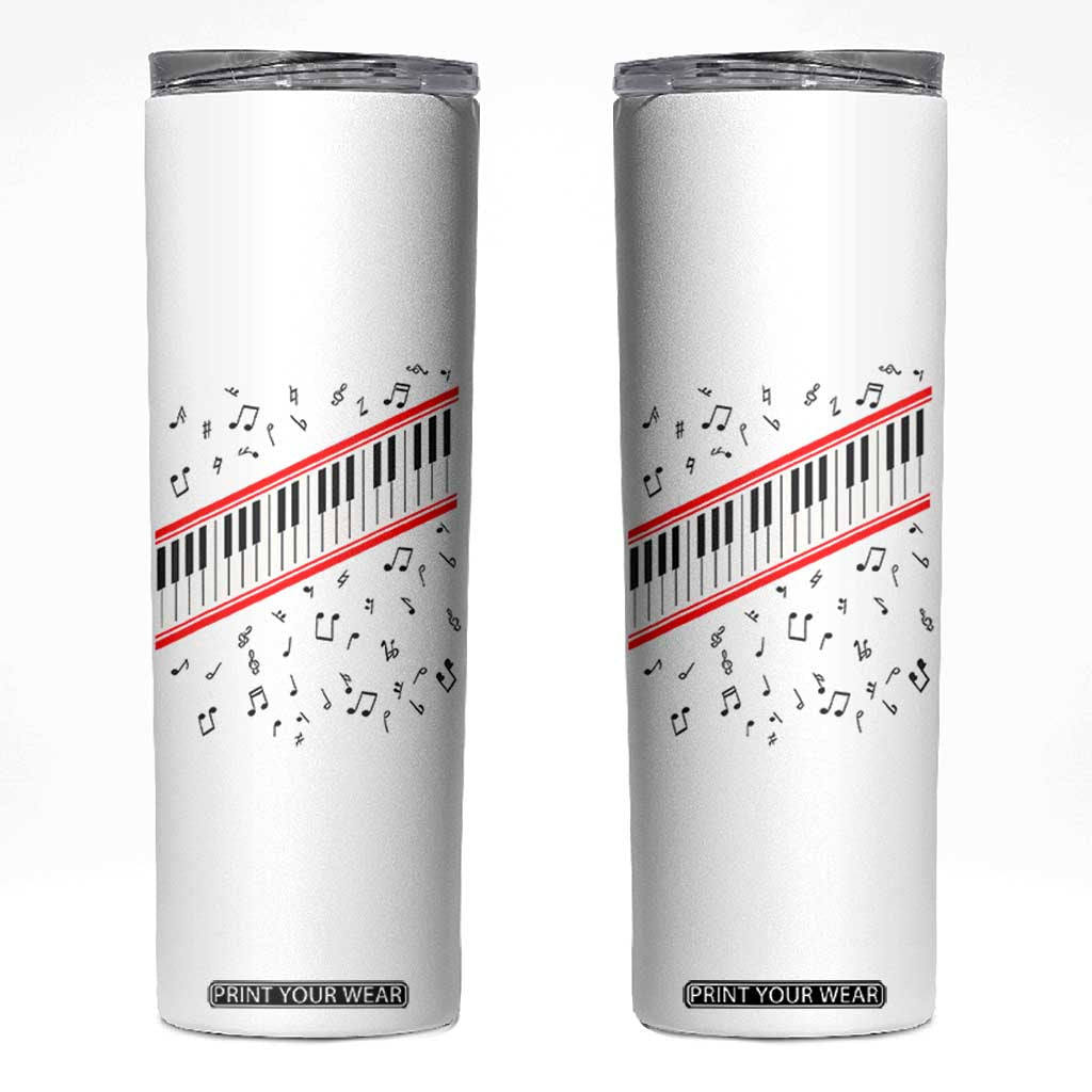 Piano Keyboard Graphic Skinny Tumbler Musical Notes Alignment Pianist