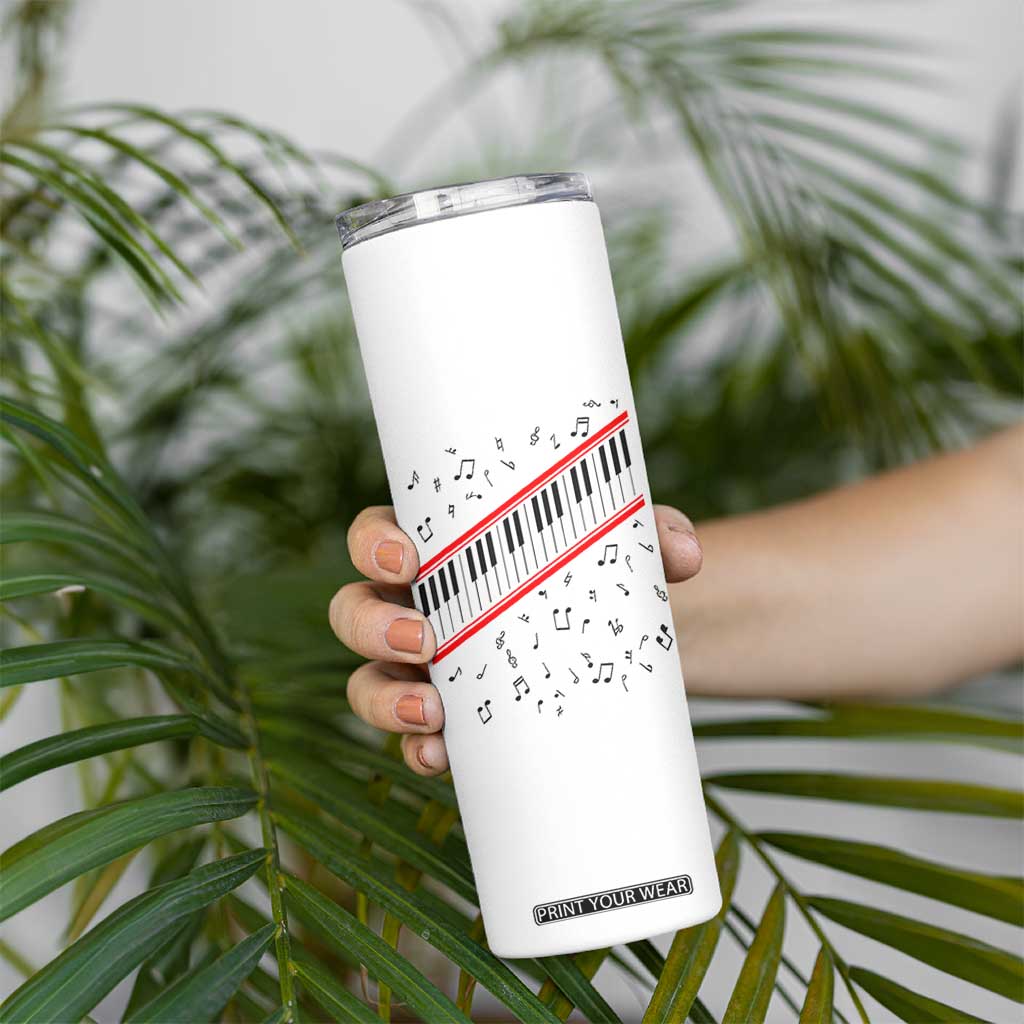 Piano Keyboard Graphic Skinny Tumbler Musical Notes Alignment Pianist