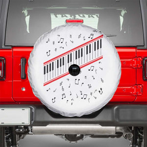 Piano Keyboard Graphic Spare Tire Cover Musical Notes Alignment Pianist TS02 White Print Your Wear
