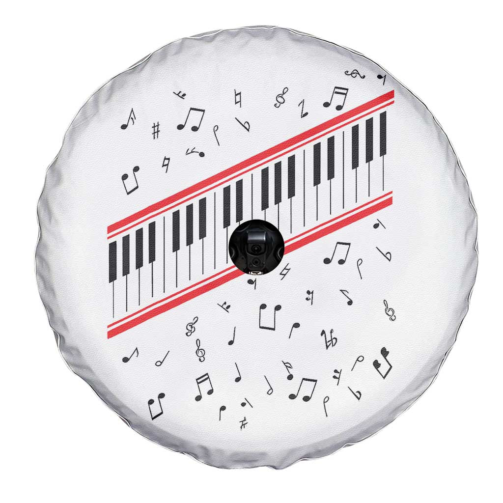 Piano Keyboard Graphic Spare Tire Cover Musical Notes Alignment Pianist TS02 Print Your Wear