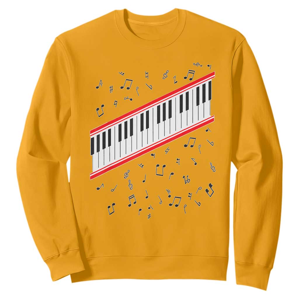 Piano Keyboard Graphic Sweatshirt Musical Notes Alignment Pianist TS02 Gold Print Your Wear