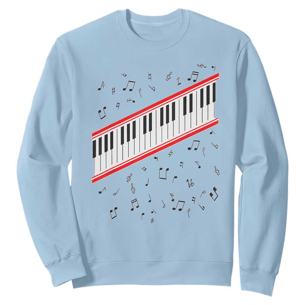 Piano Keyboard Graphic Sweatshirt Musical Notes Alignment Pianist TS02 Light Blue Print Your Wear