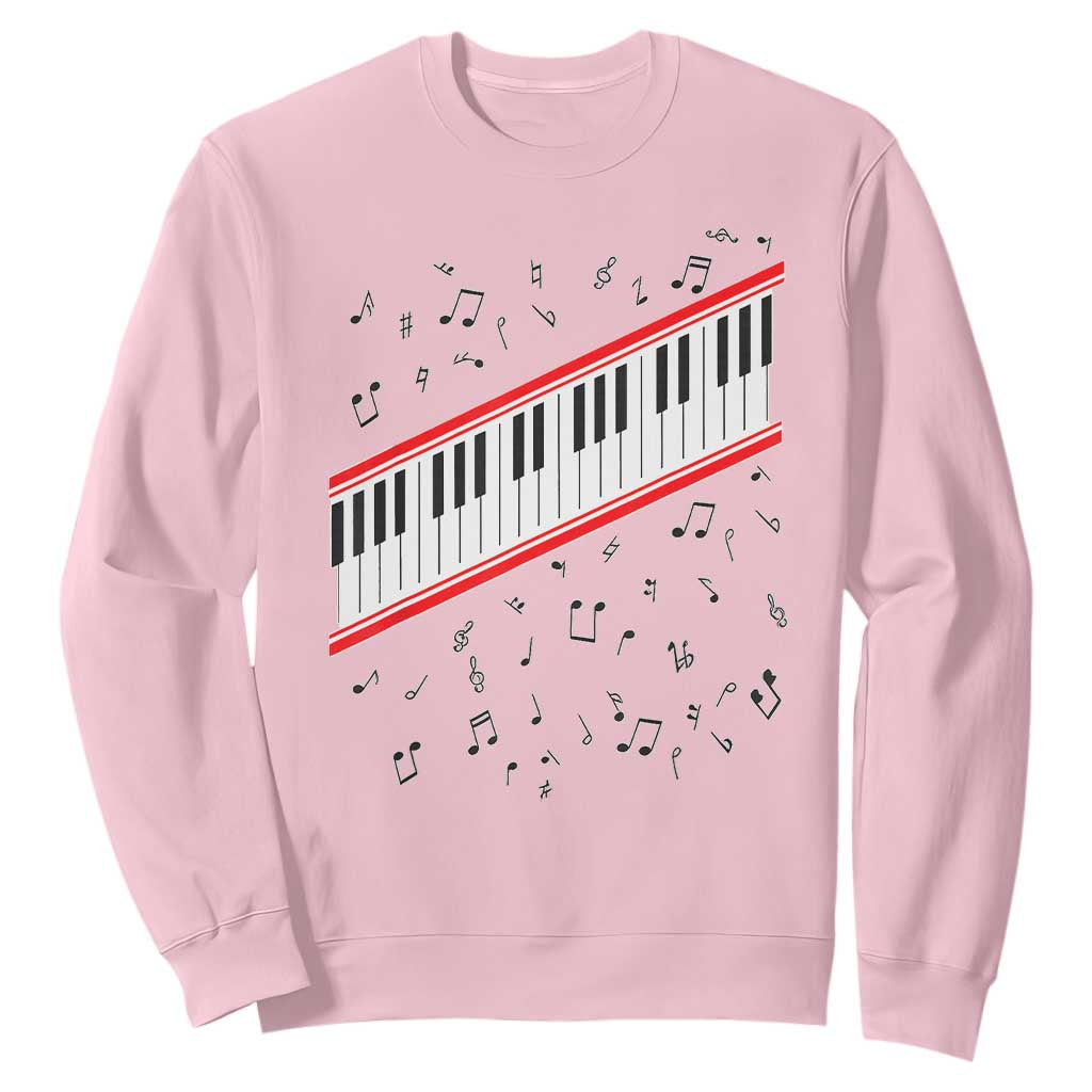 Piano Keyboard Graphic Sweatshirt Musical Notes Alignment Pianist TS02 Light Pink Print Your Wear