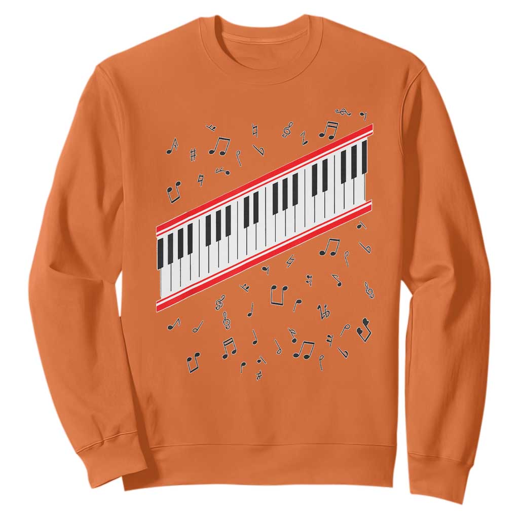 Piano Keyboard Graphic Sweatshirt Musical Notes Alignment Pianist TS02 Orange Print Your Wear