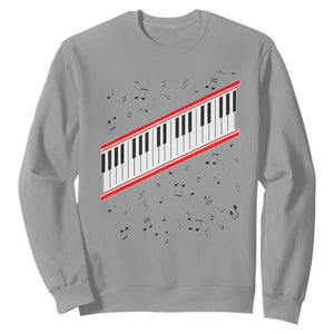 Piano Keyboard Graphic Sweatshirt Musical Notes Alignment Pianist TS02 Sport Gray Print Your Wear