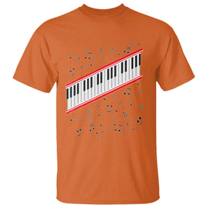 Piano Keyboard Graphic T Shirt Musical Notes Alignment Pianist TS02 Orange Print Your Wear