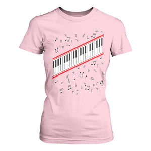 Piano Keyboard Graphic T Shirt For Women Musical Notes Alignment Pianist TS02 Light Pink Print Your Wear