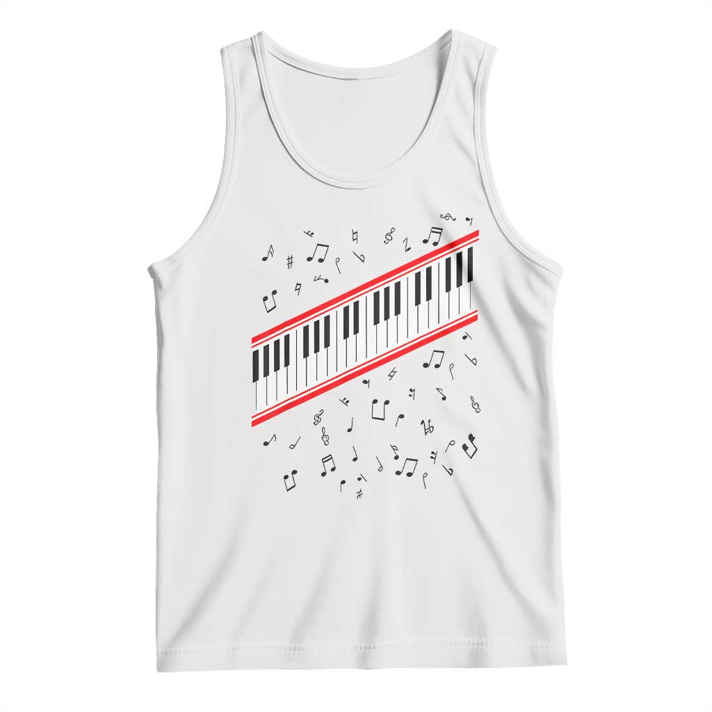 Piano Keyboard Graphic Tank Top Musical Notes Alignment Pianist TS02 White Print Your Wear