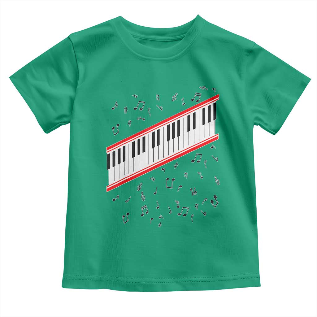 Piano Keyboard Graphic Toddler T Shirt Musical Notes Alignment Pianist