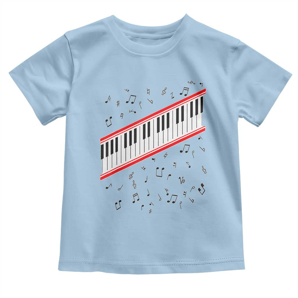 Piano Keyboard Graphic Toddler T Shirt Musical Notes Alignment Pianist