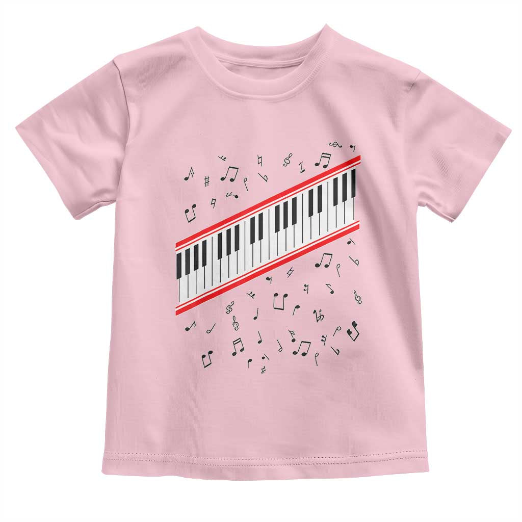 Piano Keyboard Graphic Toddler T Shirt Musical Notes Alignment Pianist