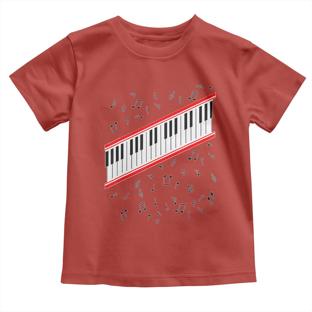 Piano Keyboard Graphic Toddler T Shirt Musical Notes Alignment Pianist