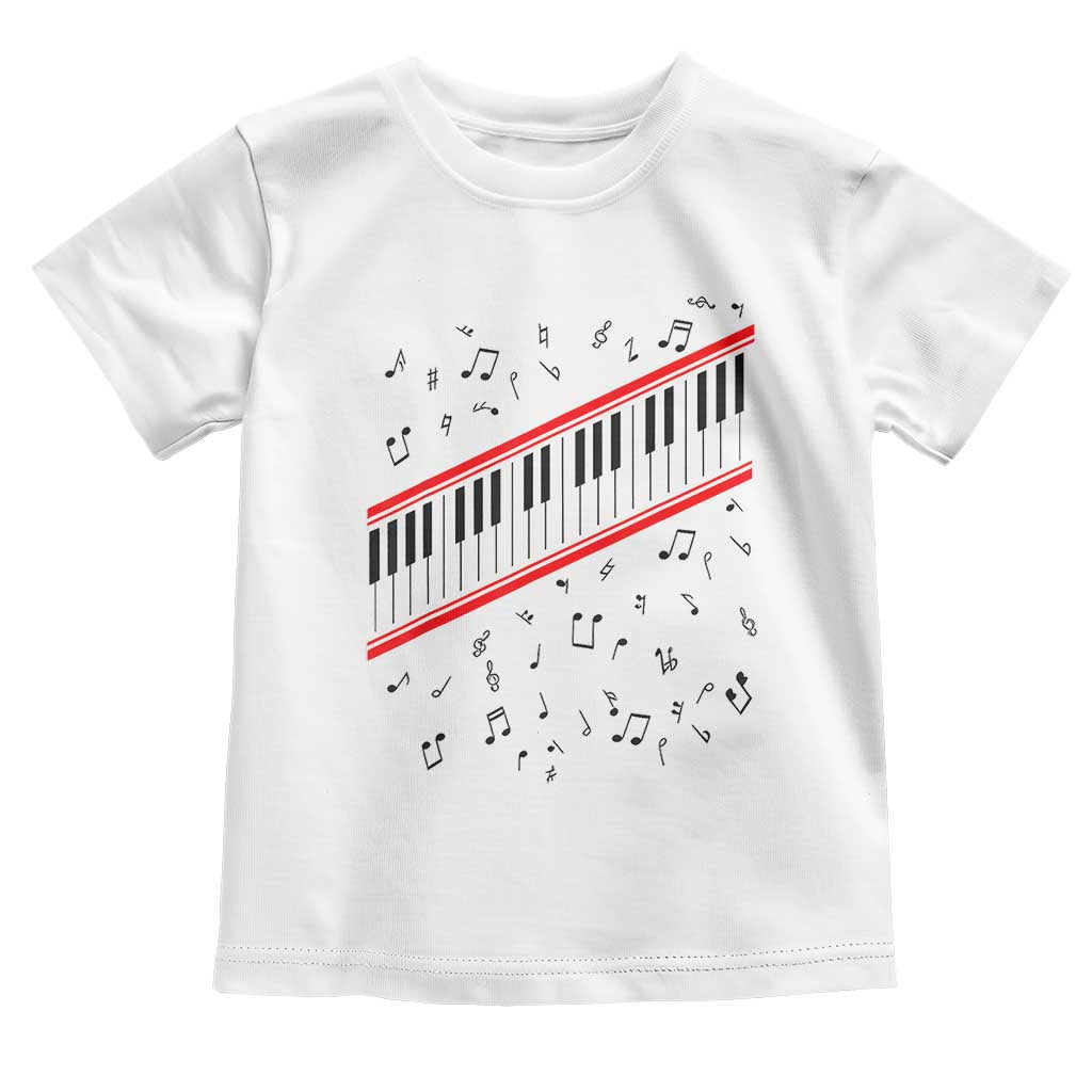 Piano Keyboard Graphic Toddler T Shirt Musical Notes Alignment Pianist TS02 White Print Your Wear