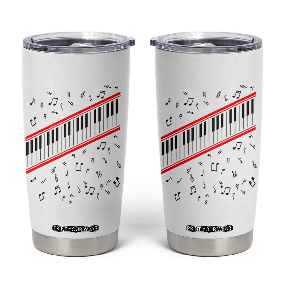 Piano Keyboard Graphic Tumbler Cup Musical Notes Alignment Pianist TS02 White Print Your Wear