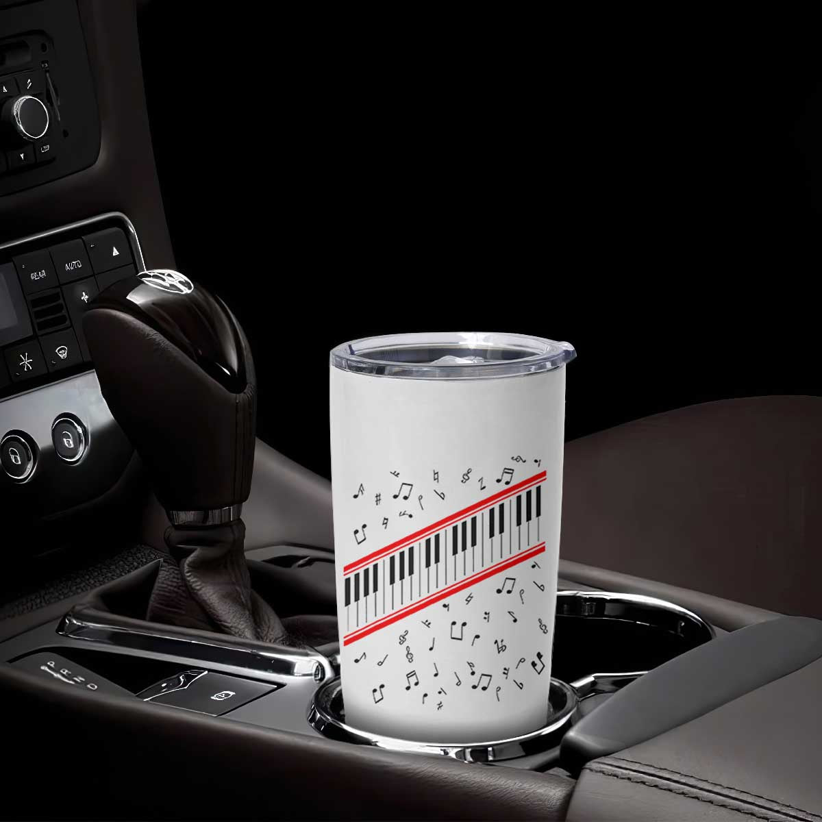 Piano Keyboard Graphic Tumbler Cup Musical Notes Alignment Pianist