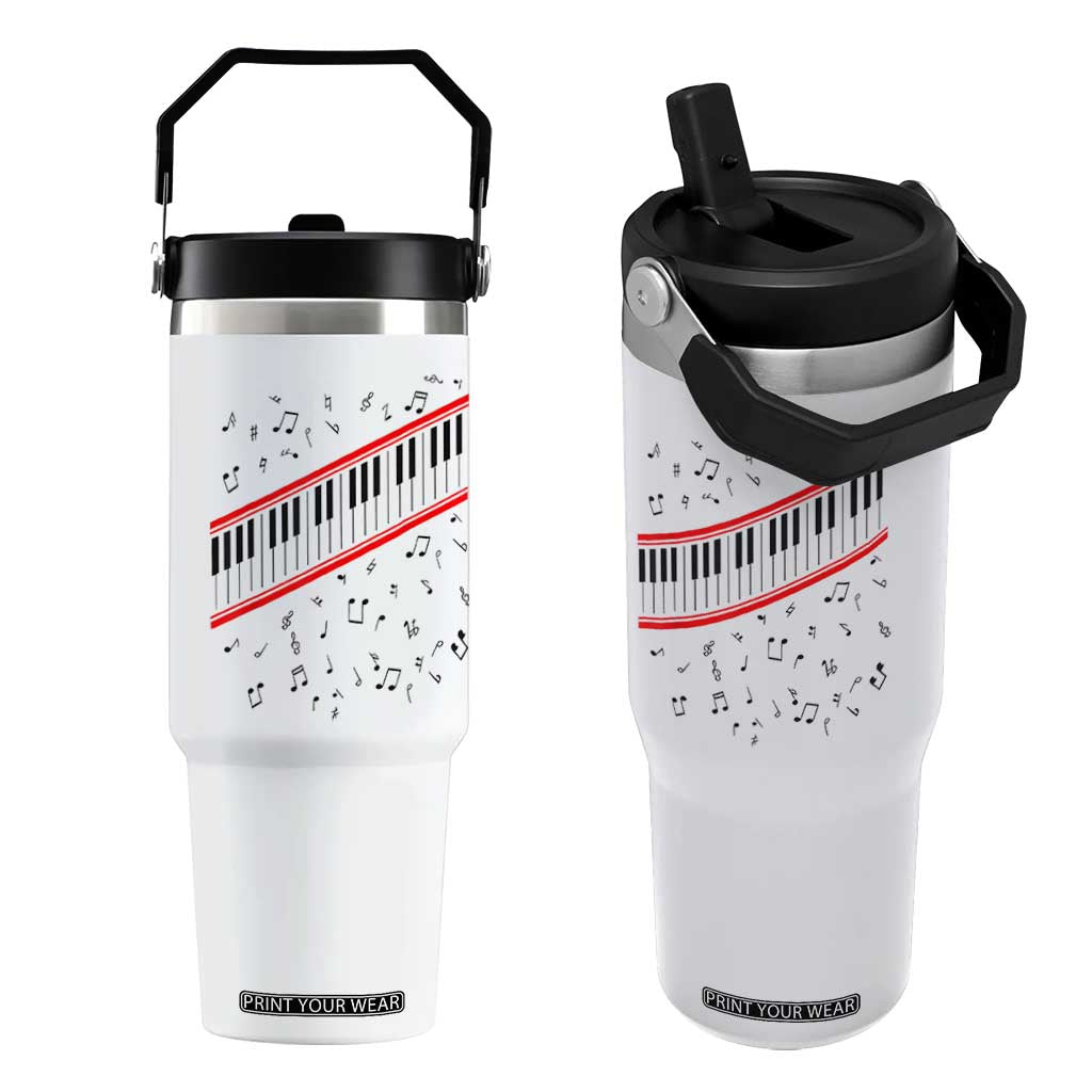 Piano Keyboard Graphic Flip Straw Tumbler Musical Notes Alignment Pianist TS02 One Size: 30 oz White Print Your Wear