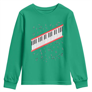 Piano Keyboard Graphic Youth Sweatshirt Musical Notes Alignment Pianist