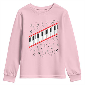 Piano Keyboard Graphic Youth Sweatshirt Musical Notes Alignment Pianist