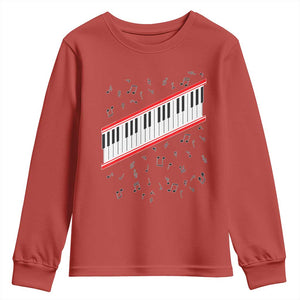 Piano Keyboard Graphic Youth Sweatshirt Musical Notes Alignment Pianist