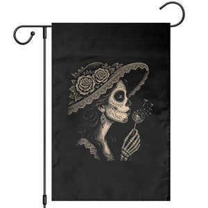 Vintage Dia de los Muertos Catrina Portrait Graphic Garden Flag Gothic Sugar Skull Woman Blowing Dandelion TS02 Black Print Your Wear
