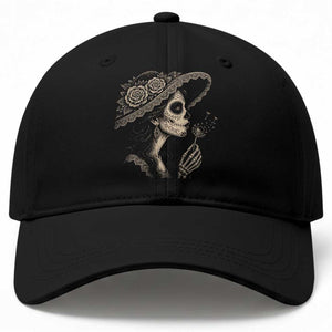 Vintage Dia de los Muertos Catrina Portrait Graphic Baseball Cap Gothic Sugar Skull Woman Blowing Dandelion TS02 Print Your Wear