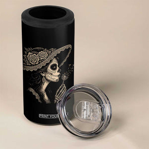 Vintage Dia de los Muertos Catrina Portrait Graphic 4 in 1 Can Cooler Tumbler Gothic Sugar Skull Woman Blowing Dandelion TS02 Print Your Wear