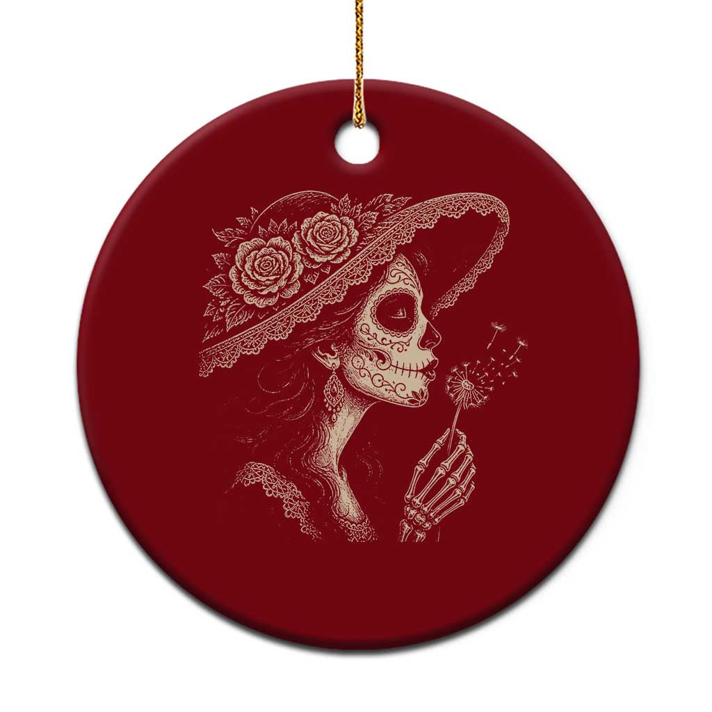 Vintage Dia de los Muertos Catrina Portrait Graphic Ceramic Ornament Gothic Sugar Skull Woman Blowing Dandelion TS02 1pc Red Print Your Wear