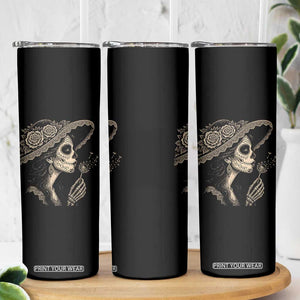 Vintage Dia de los Muertos Catrina Portrait Graphic Skinny Tumbler Gothic Sugar Skull Woman Blowing Dandelion TS02 Print Your Wear