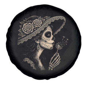 Vintage Dia de los Muertos Catrina Portrait Graphic Spare Tire Cover Gothic Sugar Skull Woman Blowing Dandelion TS02 Print Your Wear