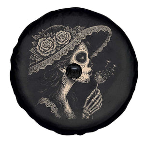 Vintage Dia de los Muertos Catrina Portrait Graphic Spare Tire Cover Gothic Sugar Skull Woman Blowing Dandelion TS02 Print Your Wear