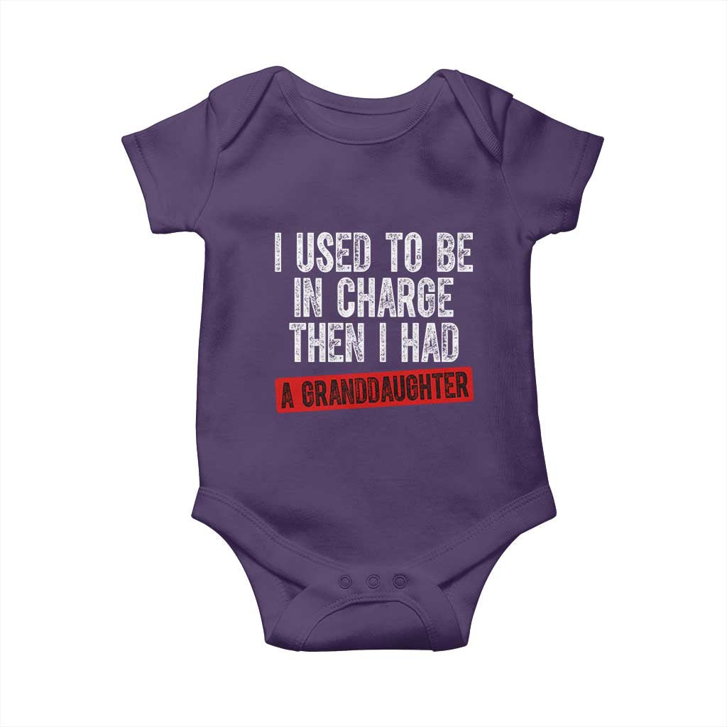Funny Grandpas Girls Quote Classic Graphic Baby Onesie I Used To Be In Charge Then I Had A Granddaughter TS02 Purple Print Your Wear