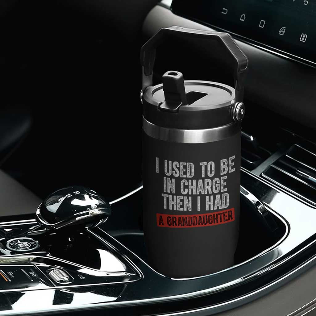 Funny Grandpas Girls Quote Classic Graphic Flip Straw Tumbler I Used To Be In Charge Then I Had A Granddaughter TS02 Print Your Wear