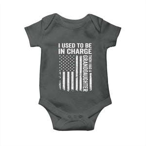 Patriotic American Flag Grandfather Pride Baby Onesie I Used To Be In Charge Granddaughter Funny Grandpas Girls Distressed USA Style