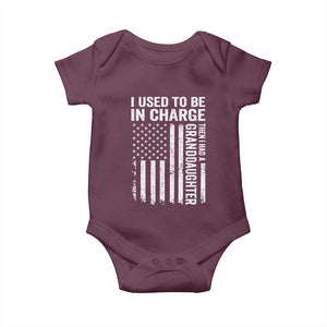 Patriotic American Flag Grandfather Pride Baby Onesie I Used To Be In Charge Granddaughter Funny Grandpas Girls Distressed USA Style