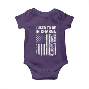 Patriotic American Flag Grandfather Pride Baby Onesie I Used To Be In Charge Granddaughter Funny Grandpas Girls Distressed USA Style