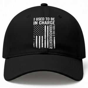 Patriotic American Flag Grandfather Pride Baseball Cap I Used To Be In Charge Granddaughter Funny Grandpas Girls Distressed USA Style TS02 Print Your Wear