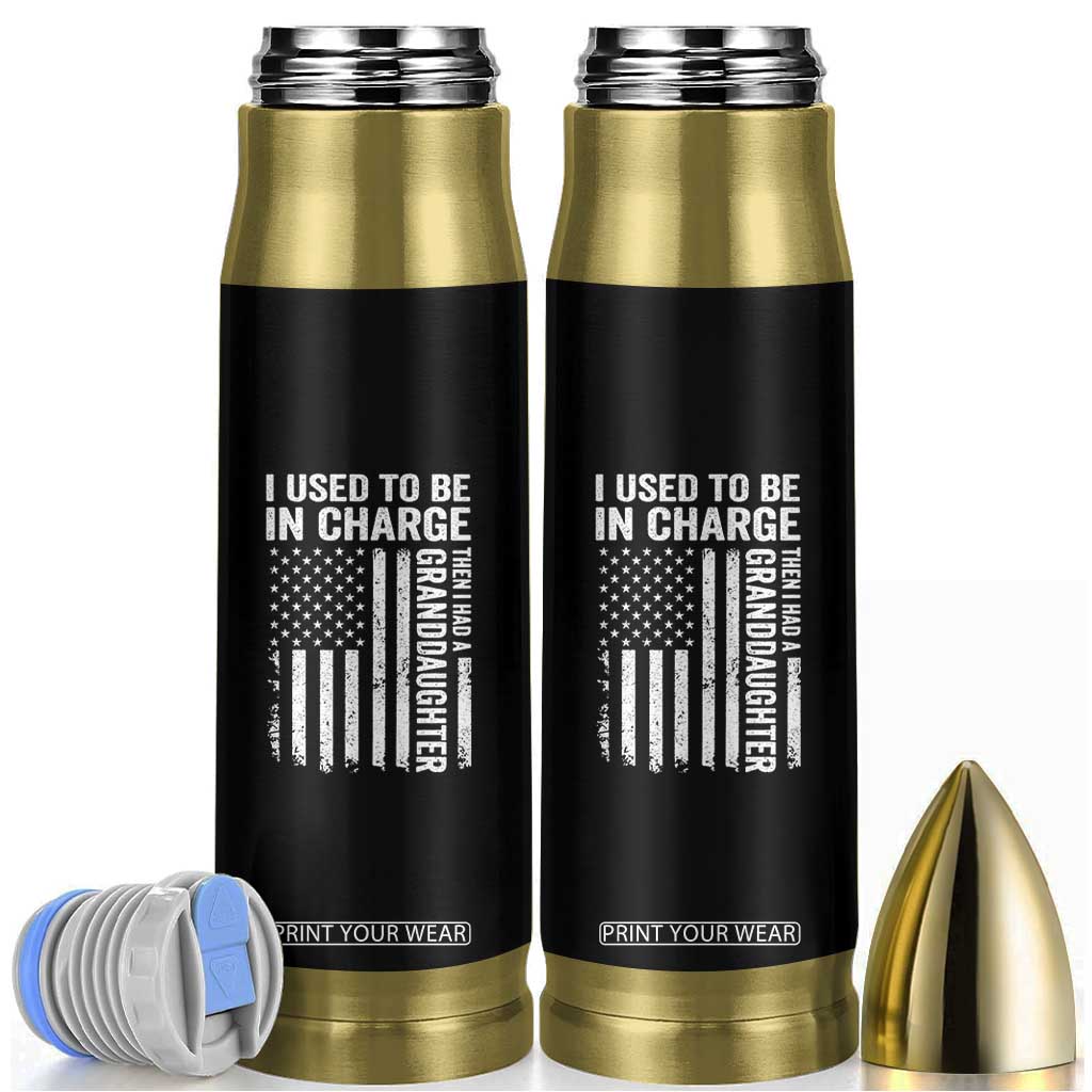 Patriotic American Flag Grandfather Pride Bullet Tumbler I Used To Be In Charge Granddaughter Funny Grandpas Girls Distressed USA Style