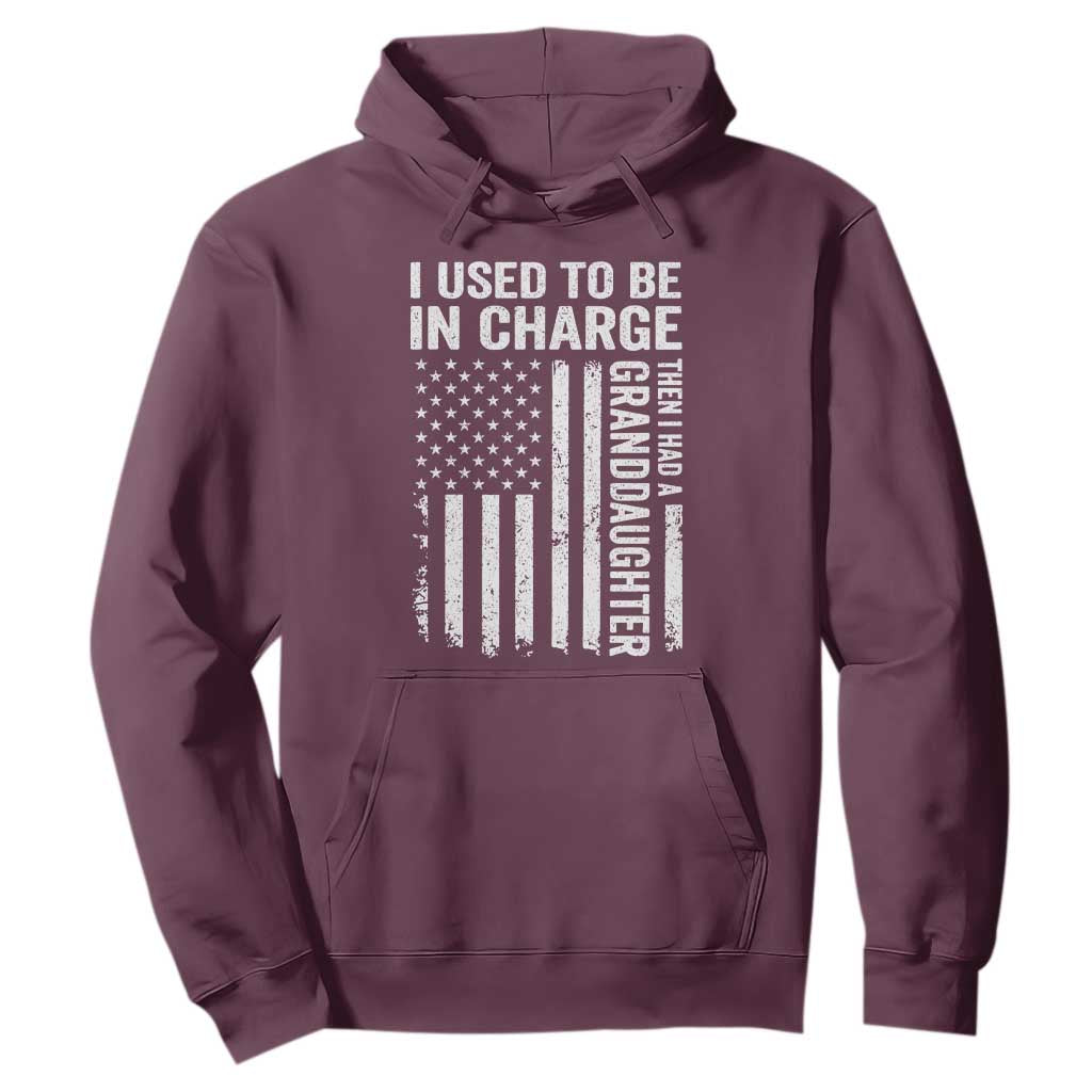 Patriotic American Flag Grandfather Pride Hoodie I Used To Be In Charge Granddaughter Funny Grandpas Girls Distressed USA Style