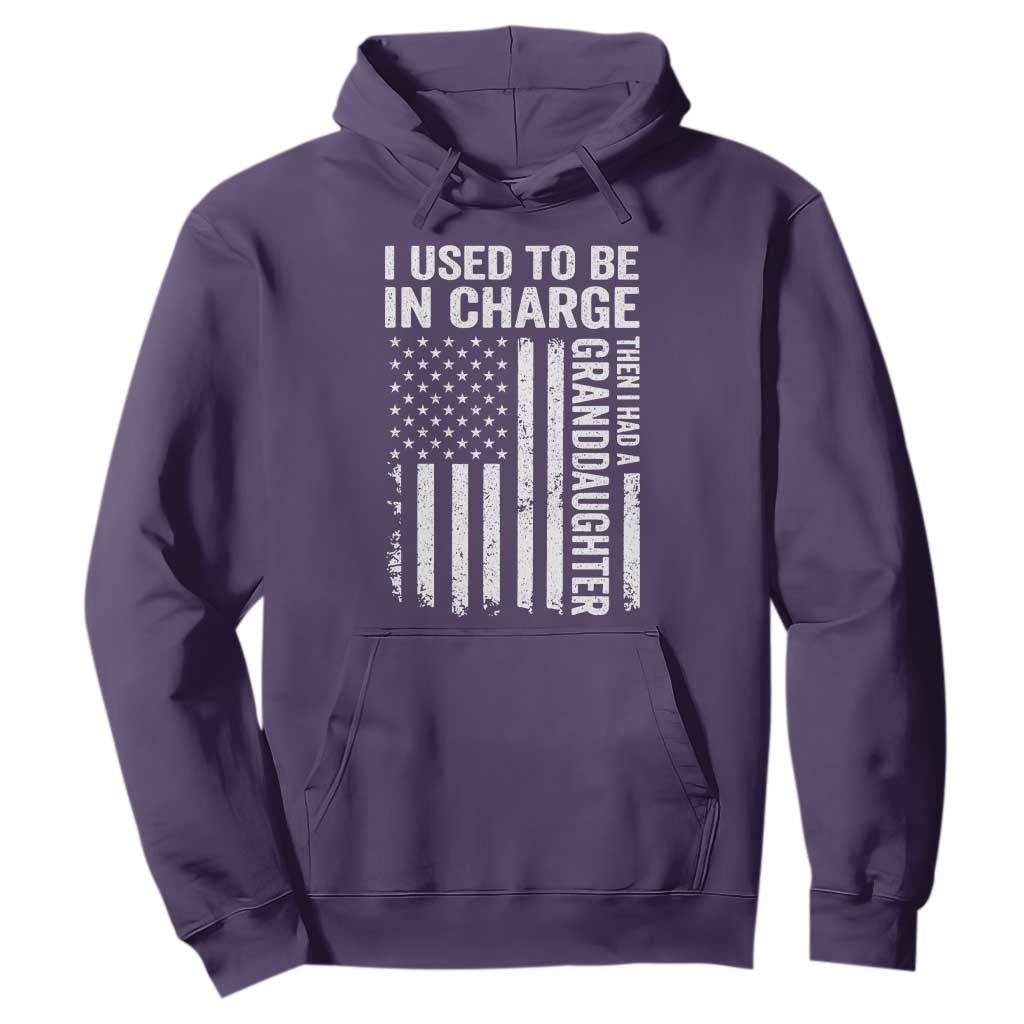 Patriotic American Flag Grandfather Pride Hoodie I Used To Be In Charge Granddaughter Funny Grandpas Girls Distressed USA Style