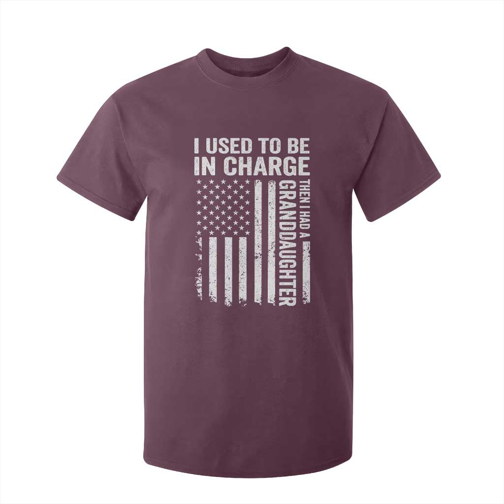 Patriotic American Flag Grandfather Pride T Shirt For Kid I Used To Be In Charge Granddaughter Funny Grandpas Girls Distressed USA Style TS02 Maroon Print Your Wear