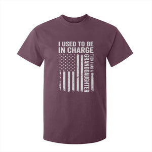 Patriotic American Flag Grandfather Pride T Shirt For Kid I Used To Be In Charge Granddaughter Funny Grandpas Girls Distressed USA Style TS02 Maroon Print Your Wear