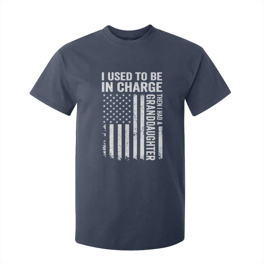 Patriotic American Flag Grandfather Pride T Shirt For Kid I Used To Be In Charge Granddaughter Funny Grandpas Girls Distressed USA Style TS02 Navy Print Your Wear