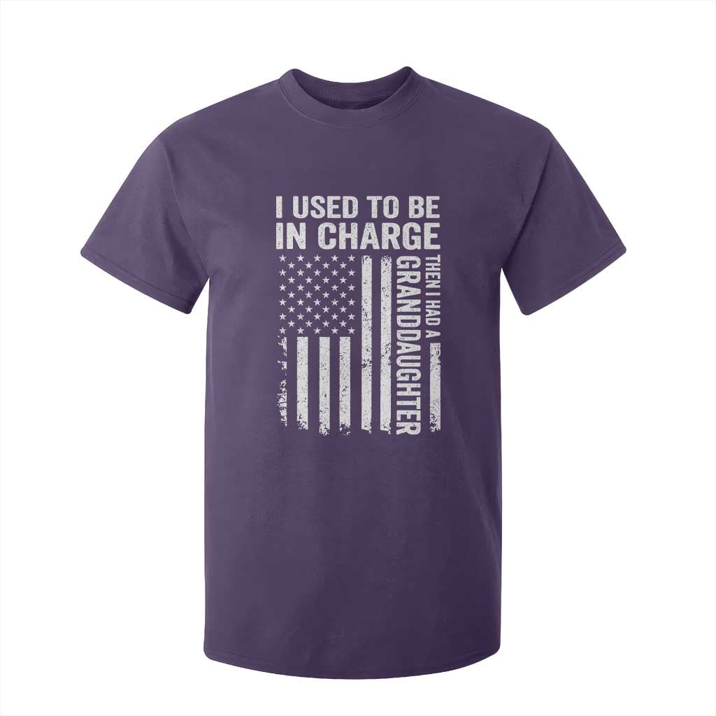 Patriotic American Flag Grandfather Pride T Shirt For Kid I Used To Be In Charge Granddaughter Funny Grandpas Girls Distressed USA Style TS02 Purple Print Your Wear